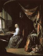 christian schubart a 17th century dutch painting by gerrit dou of woman at the clvichord. Spain oil painting artist